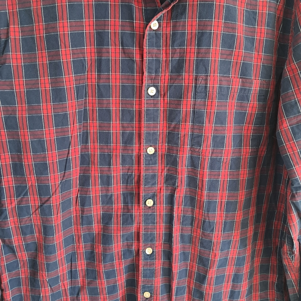 Vintage J.Crew Men’s XL Tartan Plaid Red Blue Button Down Shirt Long Sleeve - Picture 3 of 10